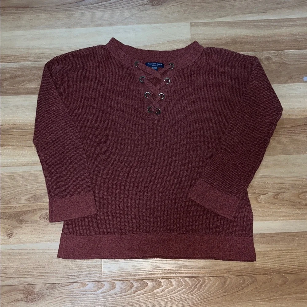 American Eagle Outfitters Burgundy Knit Sweater - Picture 2 of 4